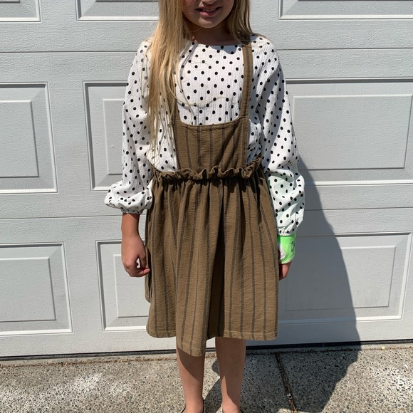 Zara apron dress with two straps girl size 11-12 - Picture 2 of 16